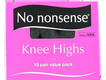 NO NONSENSE - Knee Highs Nylon Sheer Toe Size One Off Black - 10 Pair on Sale