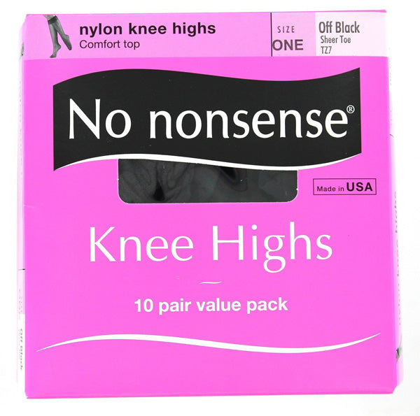 NO NONSENSE - Knee Highs Nylon Sheer Toe Size One Off Black - 10 Pair on Sale