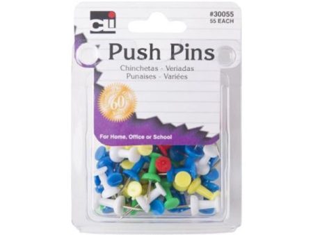 CHARLES LEONARD - Push Pins Assorted Colors - 55 Push Pins Online Sale