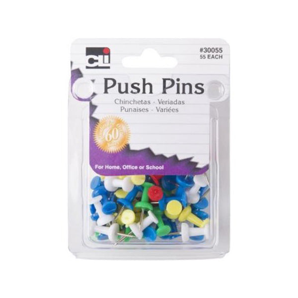 CHARLES LEONARD - Push Pins Assorted Colors - 55 Push Pins Online Sale