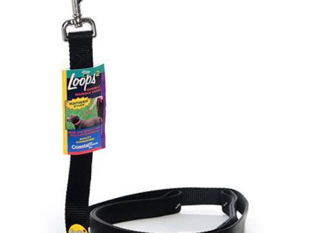 COASTAL - Nylon Loops Double Handle Dog Lead Black - 1  x 4 Feet Sale