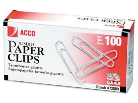 ACCO - Economy Paper Clip Steel Wire Jumbo Silver - 100 Count Cheap