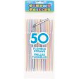 UNIQUE - Bagged Flexible Plastic Drinking Straws, Assorted Striped - 50 Straws Sale