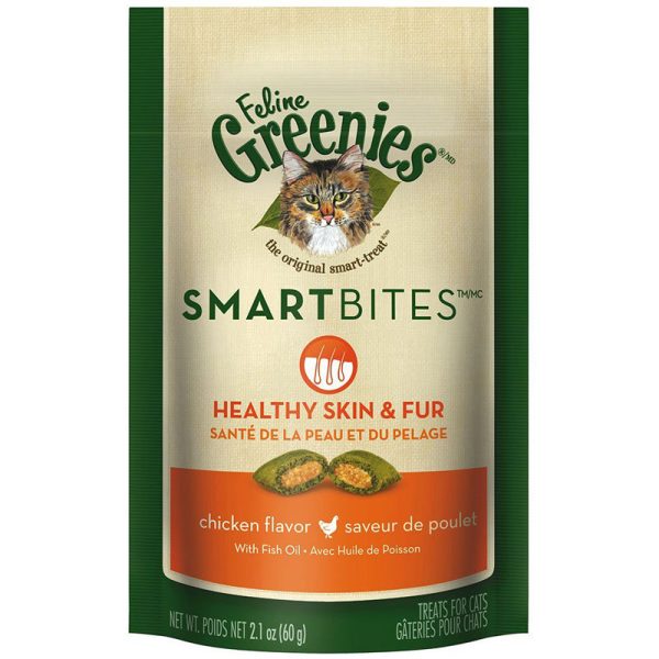 GREENIES - Smartbites Healthy Skin and Fur Cat Treats Chicken Flavor - 2.1 oz. (60 g) Sale