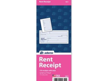 ADAMS - Rent Receipt Book with Stub 2-3 4  x 7-15 16  - 50 Sets Book Supply