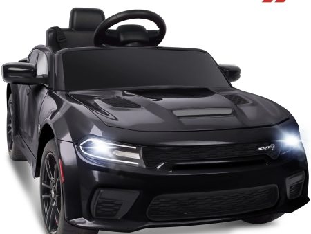 Dodge Electric Ride on Cars for Kids, 12V Licensed Dodge Charger SRT Powered Ride On Toys Cars with Parent Remote Control, Electric Car for Girls 3-5 w Music Player LED Headlights Safety Belt, Black Supply