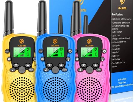 Kids Walkie Talkies 3 Packs, 2 Way Radio, 3 KM Long Range, Clear Sound 22 Channels Indoor Outdoor Toy for Boys Girls 3-12 Years Old Kids Gifts Online Sale