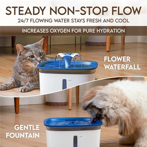 Ophanie 95oz 2.8L Pet Fountain with Anti-slip Mat, Cat Dog Water Fountain Dispenser with Smart Pump, White & Blue Online