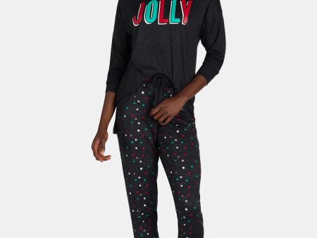 Jaclyn Women s Print Holiday Sleep Tee and Jogger Pants Pajama Set, 2-Piece, Size S-3X For Discount