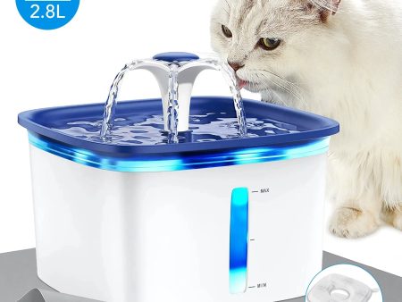 Ophanie 95oz 2.8L Pet Fountain with Anti-slip Mat, Cat Dog Water Fountain Dispenser with Smart Pump, White & Blue Online