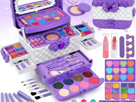 Sendida Kids Makeup Kit for Girl Gifts, 54PCS in 1 Makeup Toys Washable Little Girls Princess Make Up Toys for 4 5 6 7 8 9 Year Old Girl Birthday Gift (Purple) For Discount