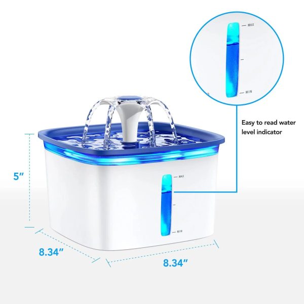 Ophanie 95oz 2.8L Pet Fountain with Anti-slip Mat, Cat Dog Water Fountain Dispenser with Smart Pump, White & Blue Online