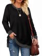 Fantaslook Sweatshirt for Women Long Sleeve Shirts Tunic Tops Color Block Crewneck Sweatshirts Side Split Cheap