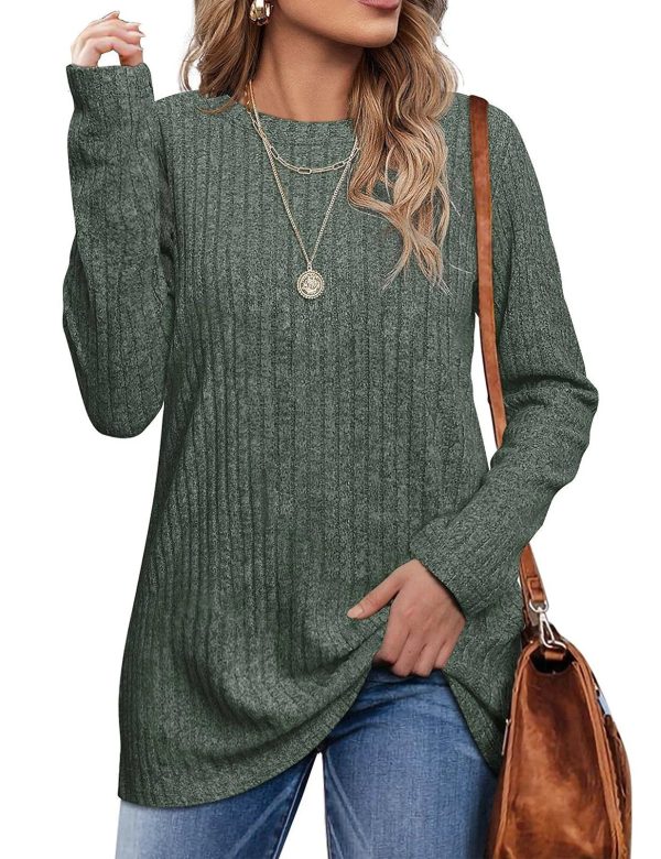 Fantaslook Long Sleeve Shirts for Women Crew Neck Casual Tunic Tops Lightweight Pullover For Discount