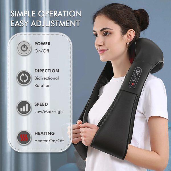 MARNUR Neck and Shoulder Massager, 3D Deep Tissue Kneading Shiatsu Massager with Heat, Black For Cheap