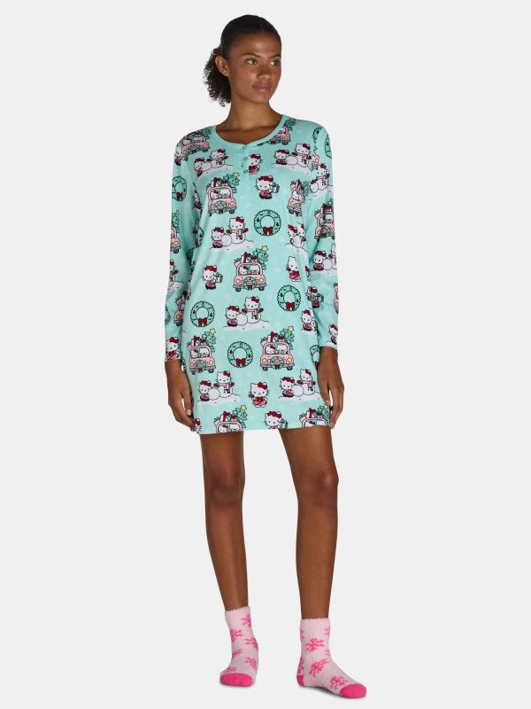 Hello Kitty Women s Holiday Print Velvet Sleepshirt and Socks Set, 2-Piece, Sizes XS-3X Online now