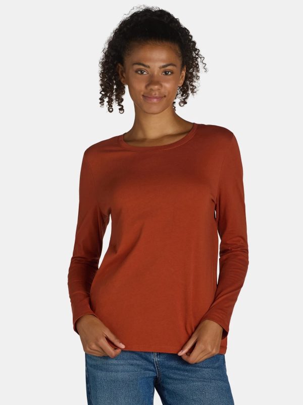 Time and Tru Women s Cotton Crewneck Tee with Long Sleeves, Single and 3 Pack, Sizes XS-XXXL Online