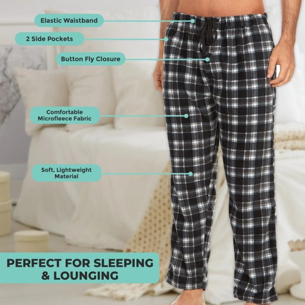 DARESAY Mens 3 Pack Pajama Pants for Men, Microfleece Pajama Pants, Men s Pajamas, Sleep pants with Pockets, Up to Size 3XL Hot on Sale