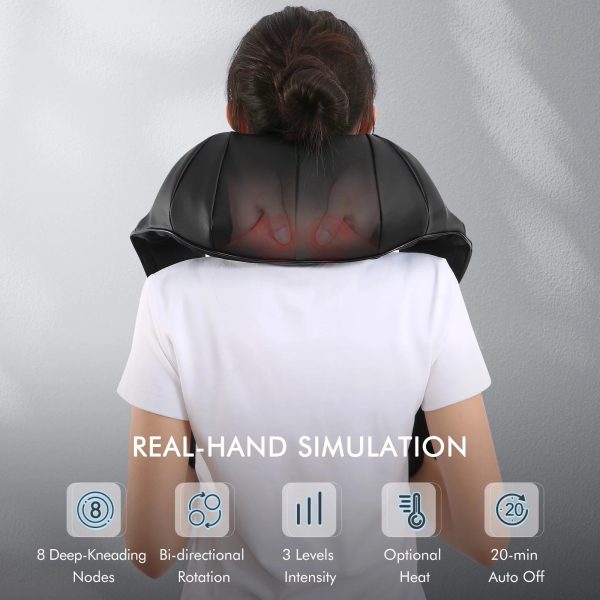 MARNUR Neck and Shoulder Massager, 3D Deep Tissue Kneading Shiatsu Massager with Heat, Black For Cheap