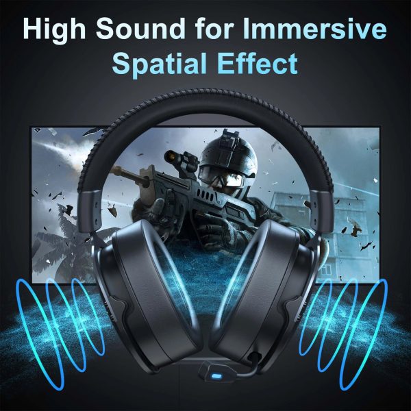 Gaming Headset for PS4 PC Xbox One PS5 Controller, Noise Cancelling Over Ear Headphones with Mic, LED Light, Bass Surround Fashion