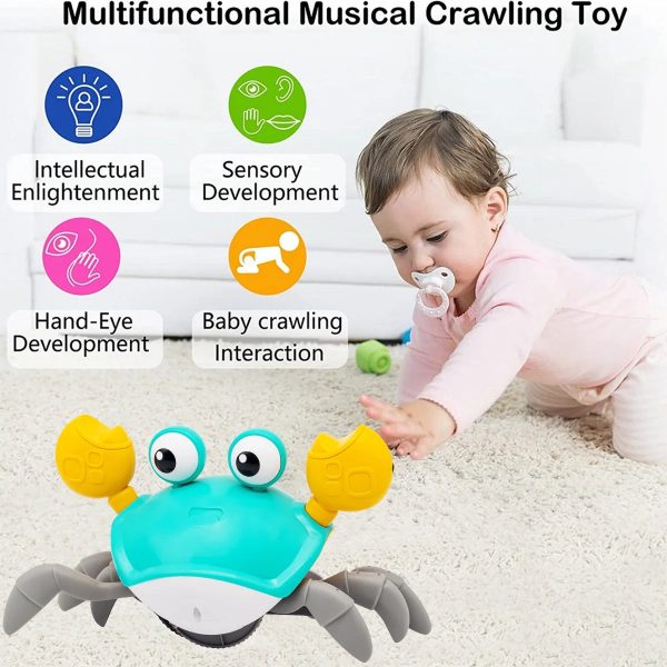 Crawling Crab Baby Toy with Music and Lights Automatically Avoid Obstacles, Walking Crab Toy for Toddlers 1+ Years Old For Cheap