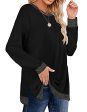 Fantaslook Sweatshirt for Women Long Sleeve Shirts Tunic Tops Color Block Crewneck Sweatshirts Side Split Cheap