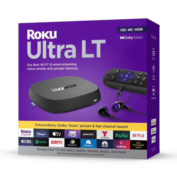 Roku Ultra LT Streaming Device 4K HDR Dolby Vision Dual-Band Wi-Fi® with Roku Voice Remote and HDMI Cable For Discount