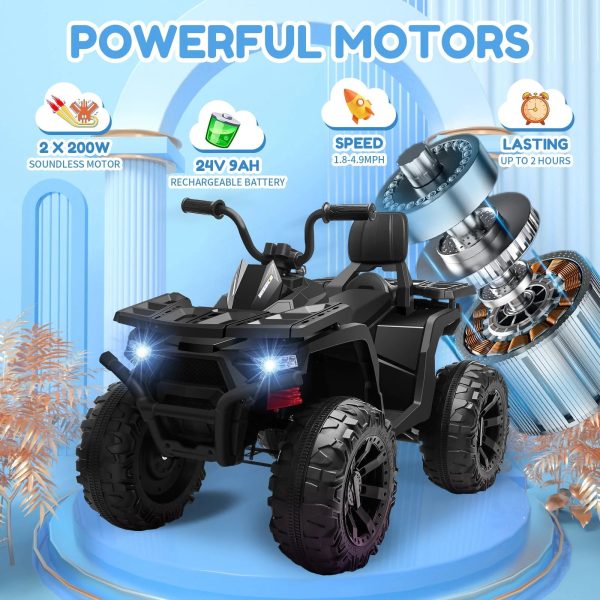 Joyracer 24V 2-Seater Kids Ride on Toy, 400W Motors, 9AH Battery Powered Electric 4-Wheeler ATV, Black Sale