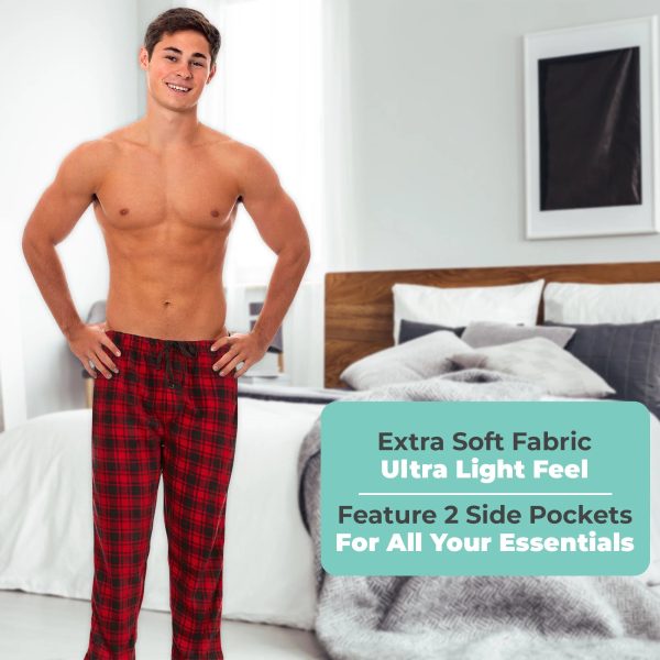 DARESAY Mens 3 Pack Pajama Pants for Men, Microfleece Pajama Pants, Men s Pajamas, Sleep pants with Pockets, Up to Size 3XL Hot on Sale