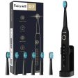 Fairywill Sonic Electric Toothbrush,Power Toothbrushes with 6 Rechargeable Brush Heads,IPX7 Waterproof 5Modes 30Days Battery Life Suitable for Short Business Trips,Black Supply