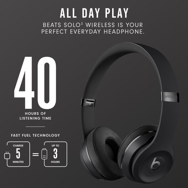 Beats Solo3 Wireless On-Ear Headphones with Apple W1 Headphone Chip, Black, MX432LL A on Sale