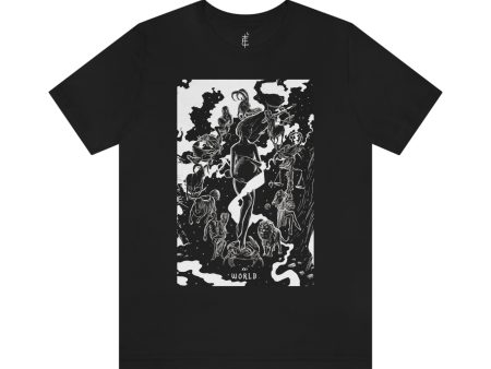 The World Tarot Card  Illustration Unisex Jersey T-Shirt Supply