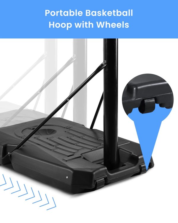 Portable Basketball Hoop Goal Basketball Hoop System Height Adjustable 7 ft. 6 in..10 ft. with 44 inch Indoor Outdoor PVC Backboard Material For Discount