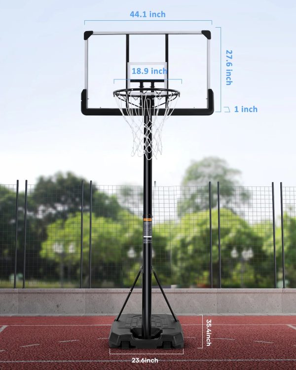 Portable Basketball Hoop Goal Basketball Hoop System Height Adjustable 7 ft. 6 in..10 ft. with 44 inch Indoor Outdoor PVC Backboard Material For Discount